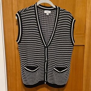 Everly Women's Black and White Knit Cardigan Vest